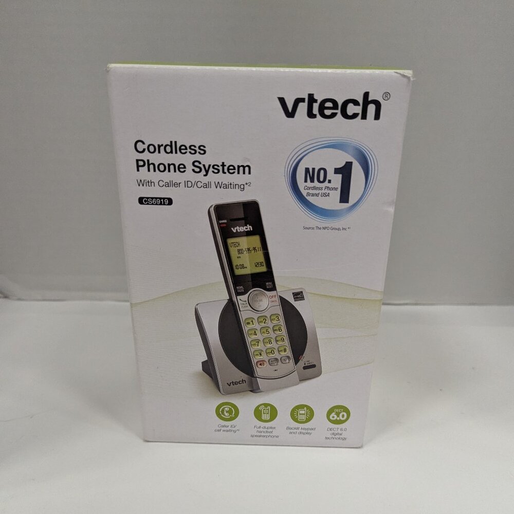 VTech DECT 6.0 Cordless Phone with Caller ID & Speakerphone - Silver/Black (New)